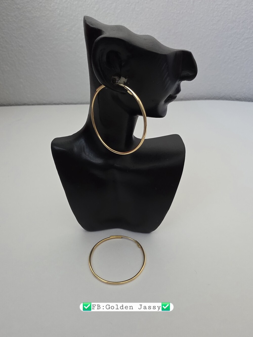 18K Real Gold Thin Hoop Earring 32mm